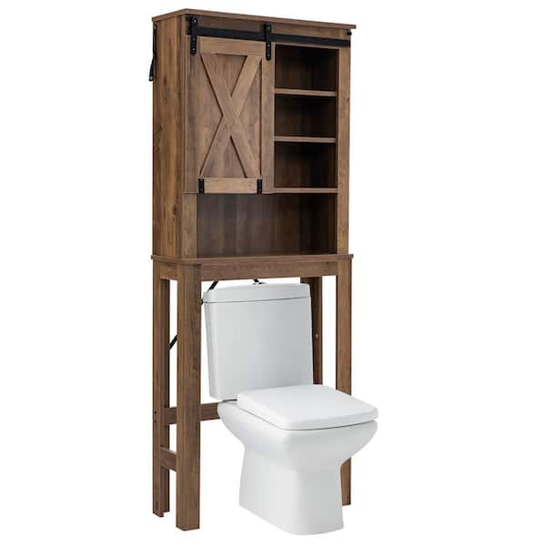 Wooden Bathroom Storage Cabinet with Sliding Barn Door and 3-level