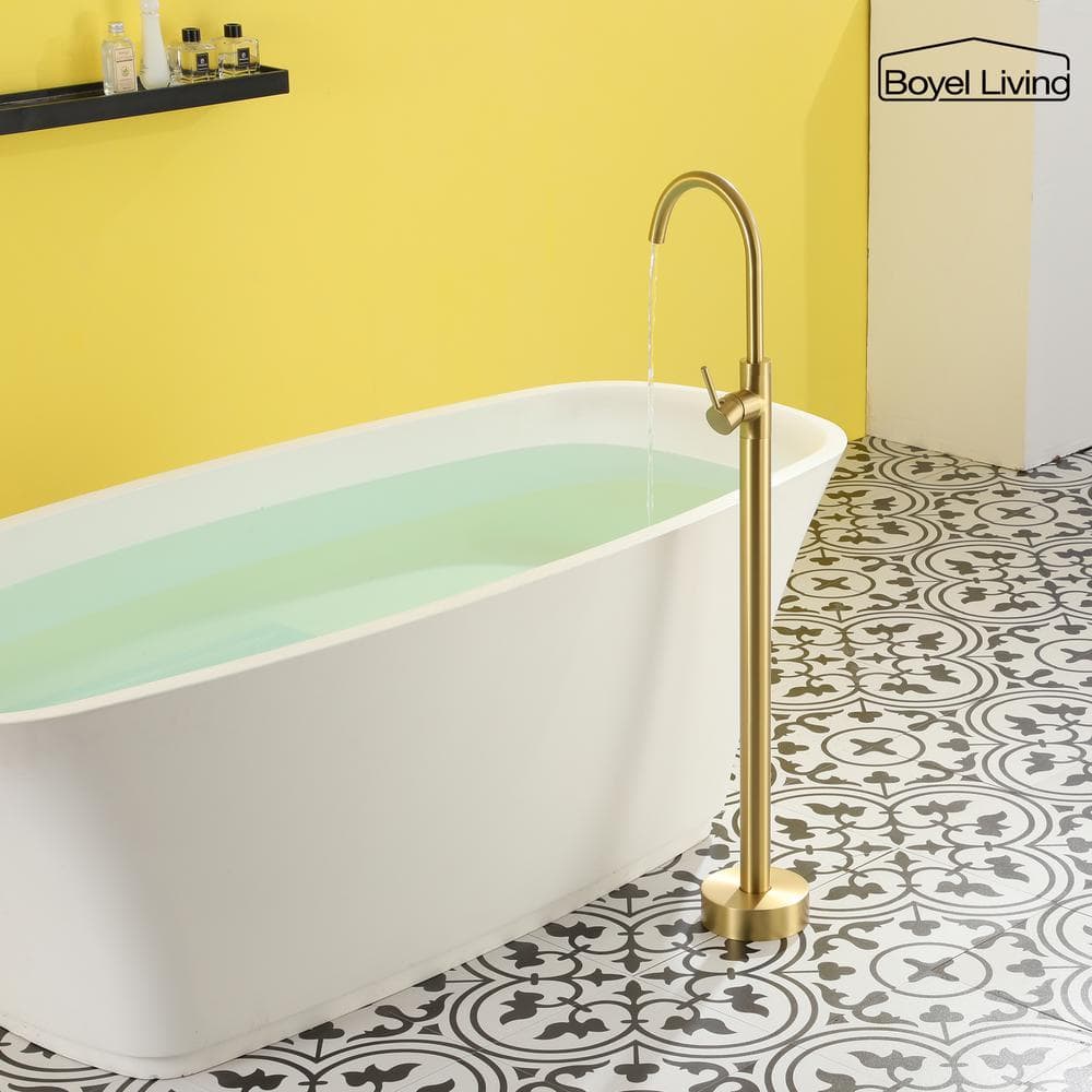 Brushed Gold Brass Freestanding Tub Filler with Diverter