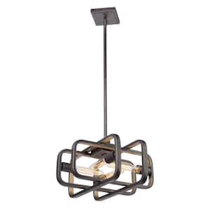 Marlborough 4-Light Oil Rubbed Bronze and Gold Leaf Pendant