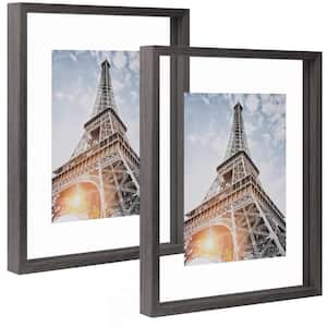 11x14 Grey Floating Frames (Set of 2), Picture Frame Wall Mount or Tabletop Standing