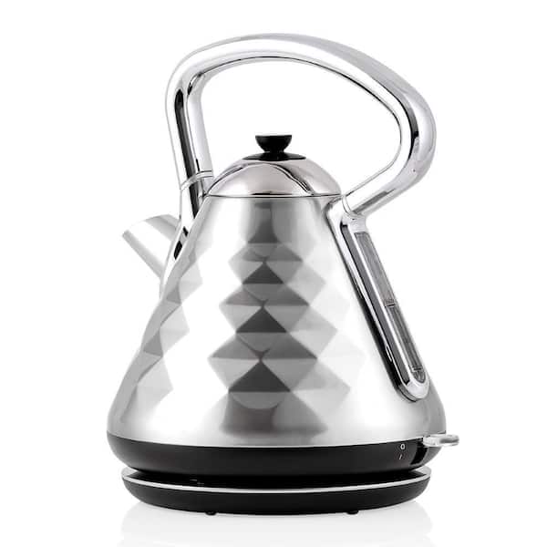 Cleo Collection 7.1-Cup Silver Electric Kettle with Boil-Dry Protection and Auto Shut-Off