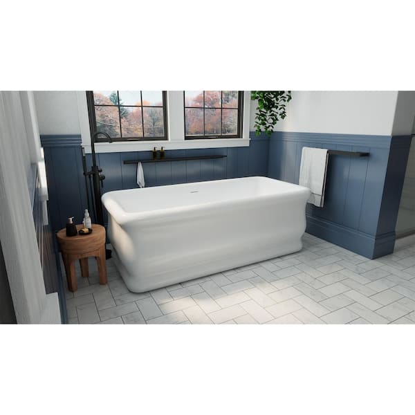 DreamLine Crest 70.88 in. x 32.67 in. Acrylic Freestanding Soaking Bathtub in White with Center Drain in Oil Rubbed Bronze