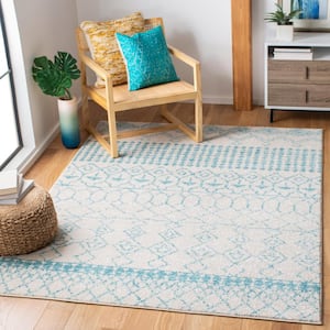 Tulum Ivory/Turquoise 8 ft. x 10 ft. Moroccan Area Rug