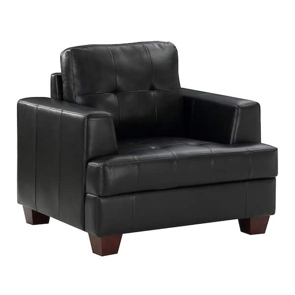 Lazzara Malcolm Black Faux Leather Arm Chair
