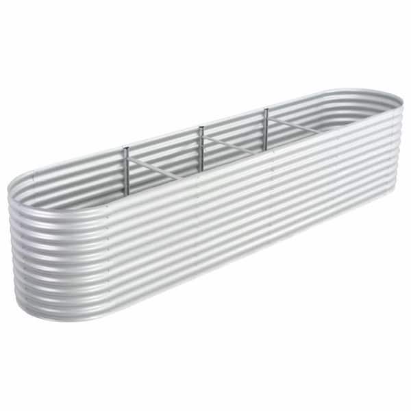TIRAMISUBEST 157.4 in. x 31.4 in. x 31.8 in. Silver Galvanized Steel Garden Raised Bed