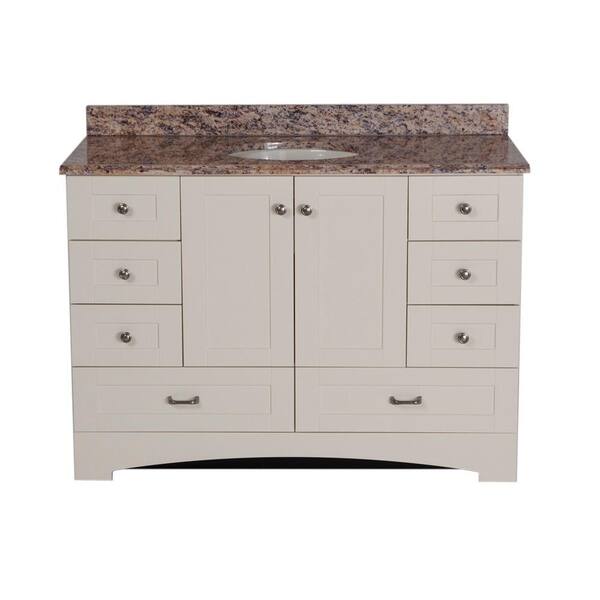 St. Paul 48 in. Manchester Vanity in Vanilla with 49 in. Stone Effects Vanity Top in Santa Cecilia