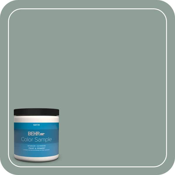 BEHR PREMIUM PLUS 8 oz. #QE-44 Eucalyptus Satin Enamel Interior/Exterior Paint & Primer Color Sample
