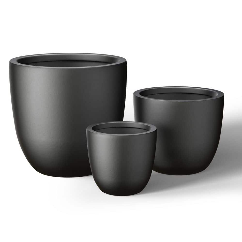 10 in. 14 in. 18 in. Charcoal Black (Enhanced Interior) Concrete Round Planter / Pot with Drainage Holes (Set of 3) price history on PriceWatchPro