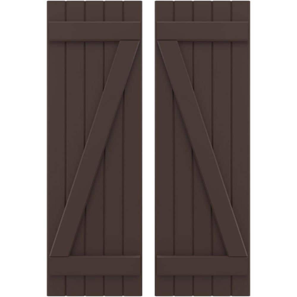 17-1/2 in. W x 65 in. H Americraft 5 Board Exterior Real Wood Joined Board and Batten Shutters with Z-Bar Raisin Brown price history on PriceWatchPro