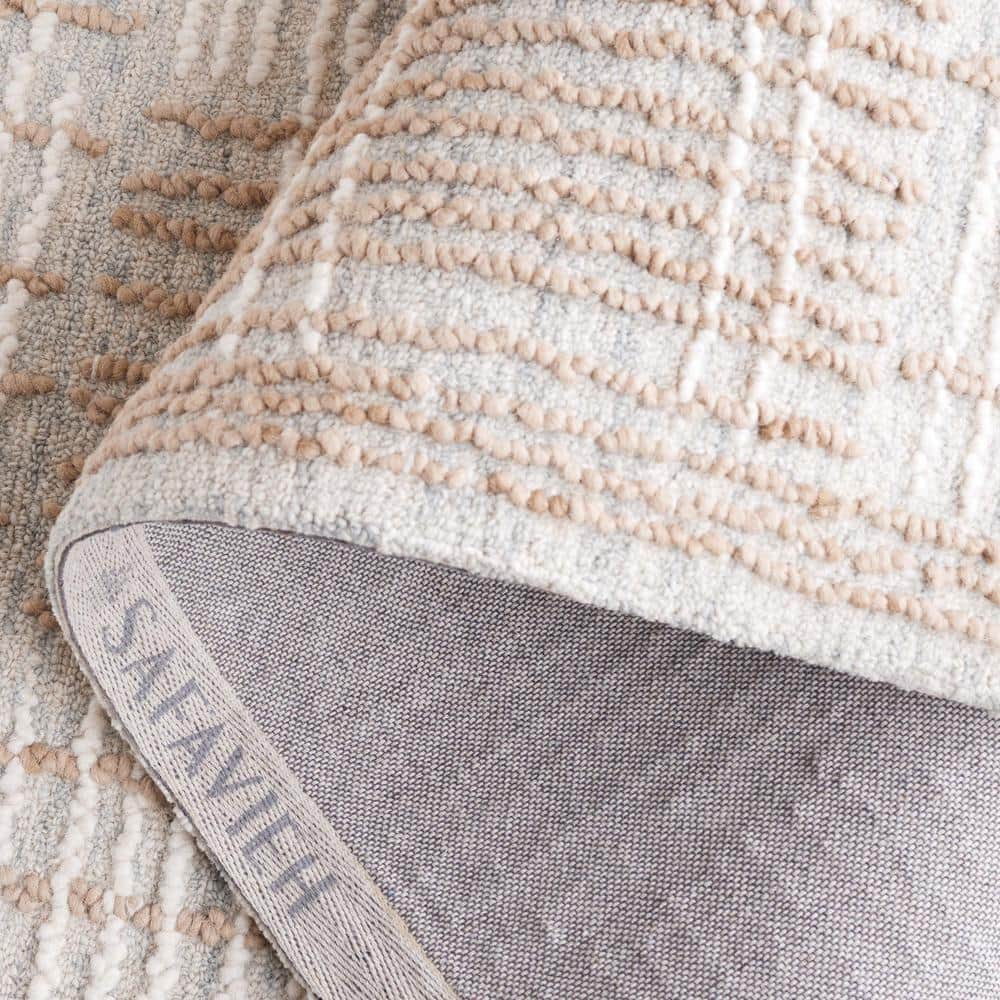 Handmade Tufted Sage and Taupe Abstract Wool Rug, 9' x 12'