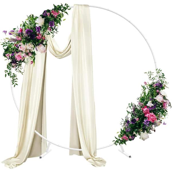 FAWEY TRED INC 8.2 ft. Round Stable Circle Balloon Arch Metal White Arbor