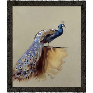 "Peacock (Luxury Line)" by Archibald Thorburn Framed Oil Painting Abstract Wall Art 23.24 in. x 27.24 in. .