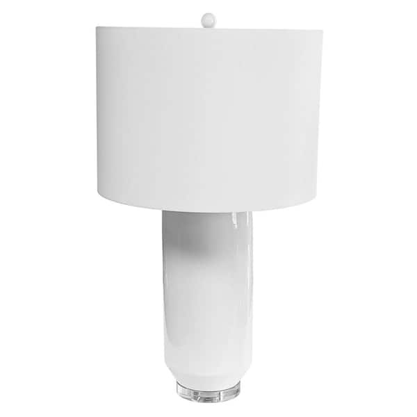 Dainolite Goliath 34 in. 1-Light Gloss White LED Table Lamp