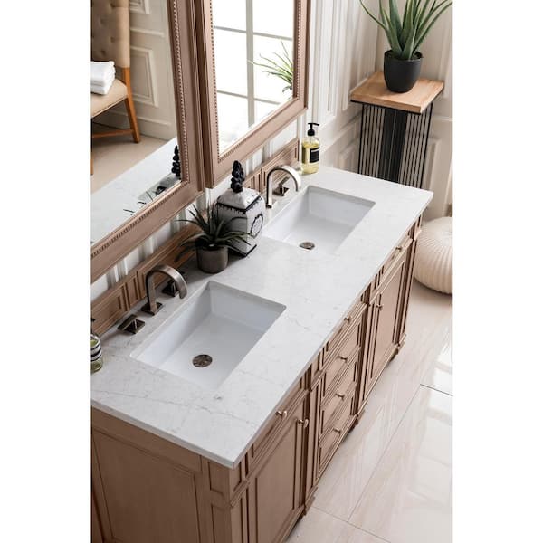 James Martin Vanities 72 In Silestone Quartz Double Basin Vanity Top In Jasmine Pearl 050 S72 Ejp Snk The Home Depot