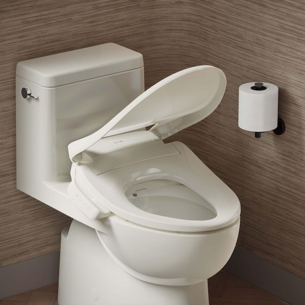 Pure Wash E545 Electric Bidet Seat for Elongated Toilets in Biscuit
