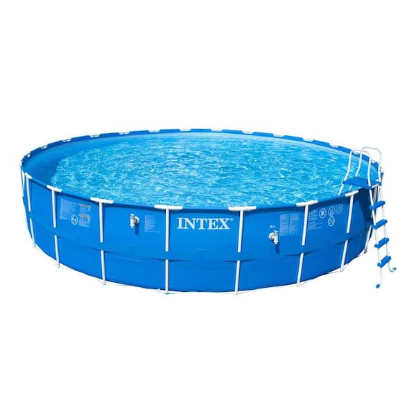 Intex 24 ft. Round x 52 in. Deep Metal Frame Above Ground Pool Set