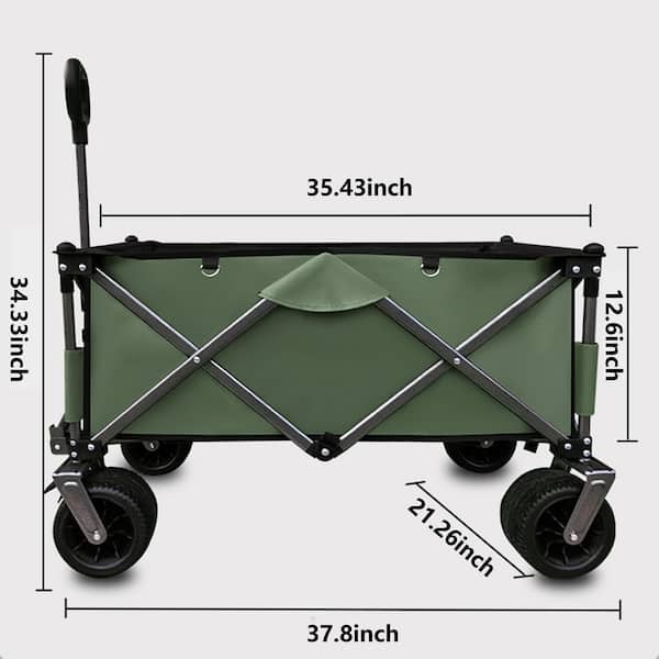 15 cu. ft. Green Steel Foldable Wagon Garden Cart with Waterproof