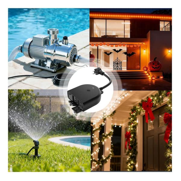 Outdoor Waterproof Smart Plug with 3 Individually Controlled Outlets, WiFi Remote and Timer for Home and Yard Use