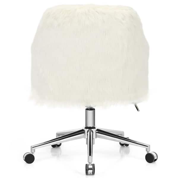 White fur computer chair sales