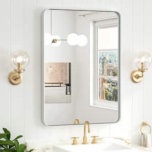20 in. W x 30 in. H Modern Rectangular Aluminum Framed Wall Bathroom Vanity Mirror in Brushed Nickel Bathroom Mirrors