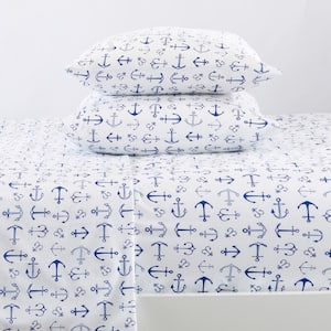 4-Piece Anchor Ultra Soft Coastal Printed Microfiber King Sheet Set