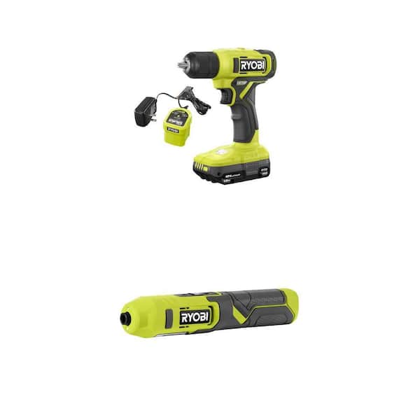 ONE+ 18V Cordless 3/8 in. Drill/Driver Kit with 1.5 Ah Battery and 4V Cordless 1/4 in. Screwdriver Combo