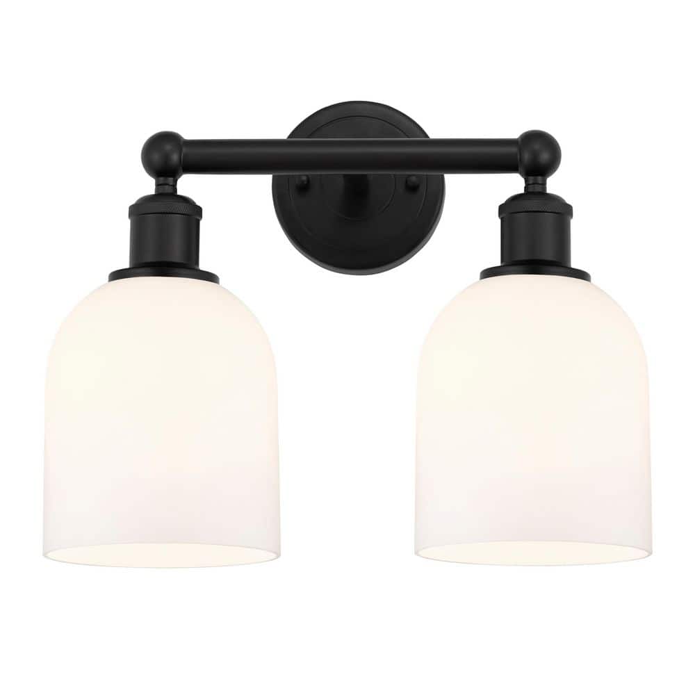 Bella 14.5 in. 2-Light Matte Black Vanity Light with Glass Shade price history on PriceWatchPro