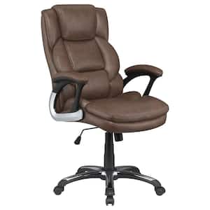 Nerris Faux Leather Padded Arm Adjustable Height Office Chair in Brown and Black with Arms