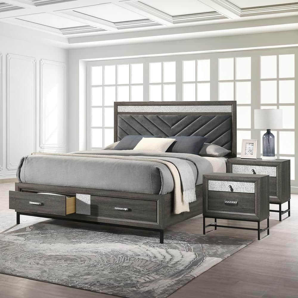 Furniture of America Vurenn 3-Piece Gray Engineered Wood Queen Bedroom Set IDF7212GY-Q-2NS - The ...