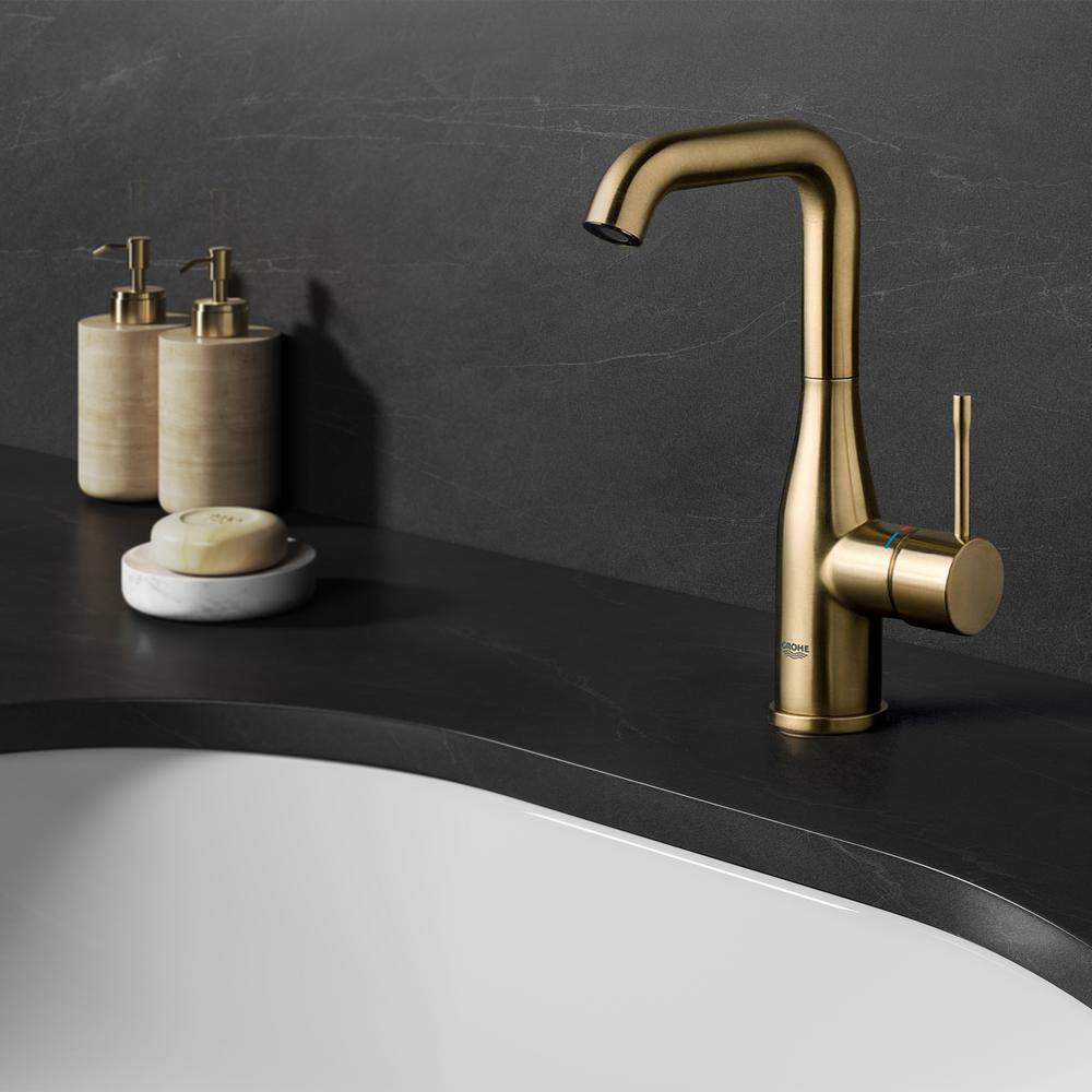 Brushed Gold Single Hole Brass Bathroom Faucet