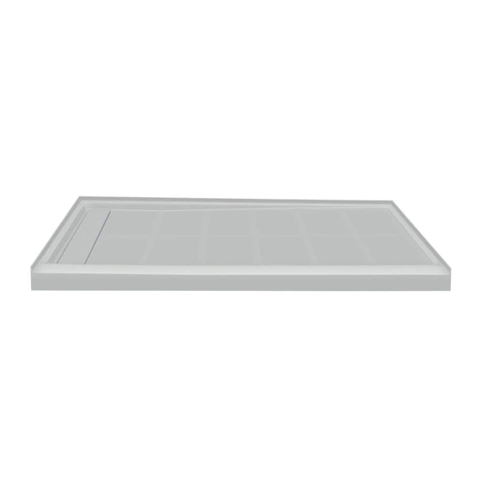 Gray Rectangular Resin Shower Base with Concealed Drain