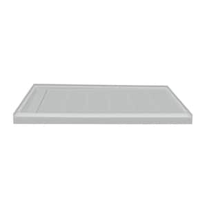 Linear 36 in. L x 60 in. W Single Threshold Alcove Shower Pan Base with Left Drain in Grey