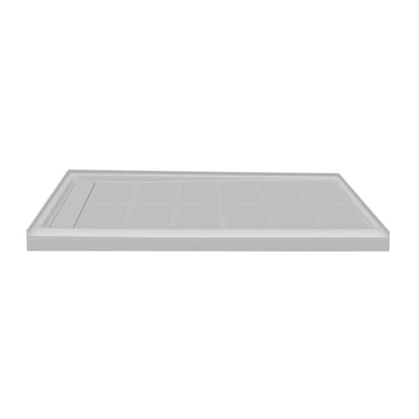 Transolid Linear 36 in. L x 60 in. W Single Threshold Alcove Shower Pan Base with Left Drain in Grey