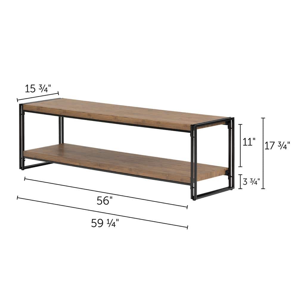 Industrial Medium Wood Bamboo TV Stand Bench