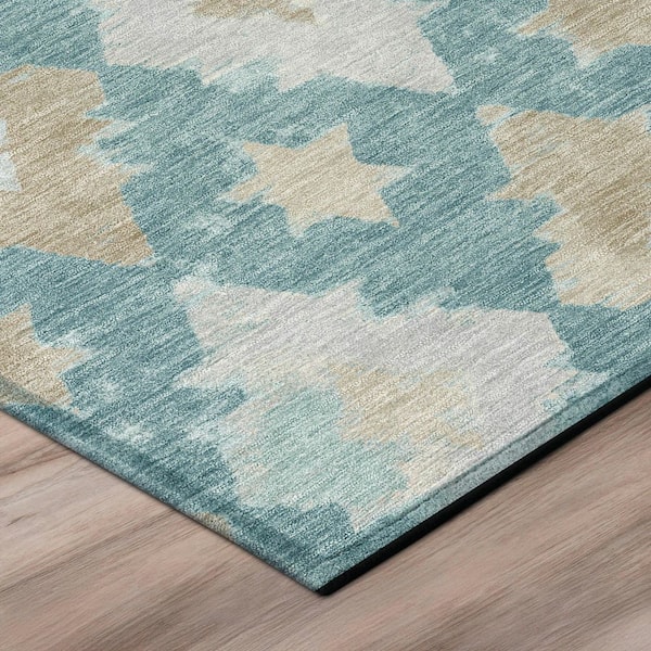 Chantille Machine Washable Indoor/Outdoor Abstract ACN3062 Teal 2 ft. x 3 ft. Accent Rug