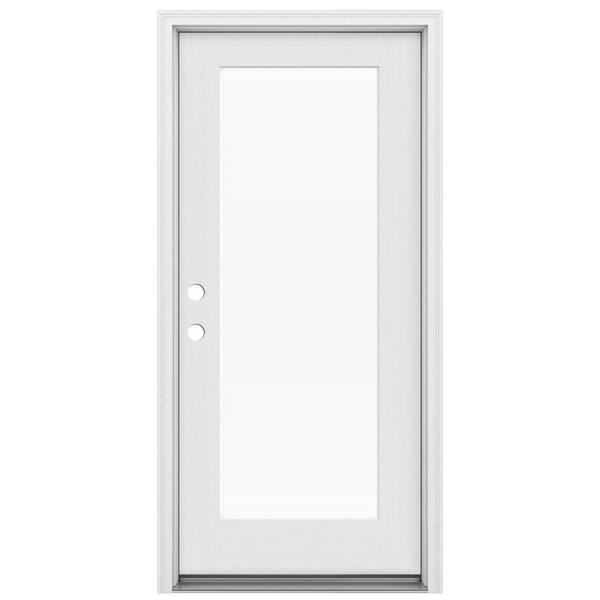 JELD-WEN 33.438 in. x 81.75 in. Design Pro Full Lite Primed Fiberglass Prehung Right-Hand Inswing Front Door