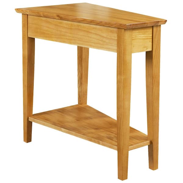 Leick Home 24 in. W Recliner Wedge Side Triangle Table with Shelf, Desert Sand, Wooden Top