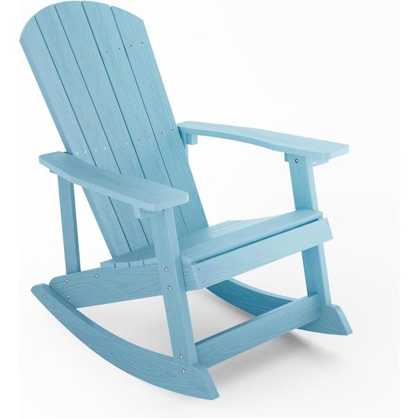 Mximu Blue Plastic Oversized Adirondack Patio Outdoor Rocking Chair