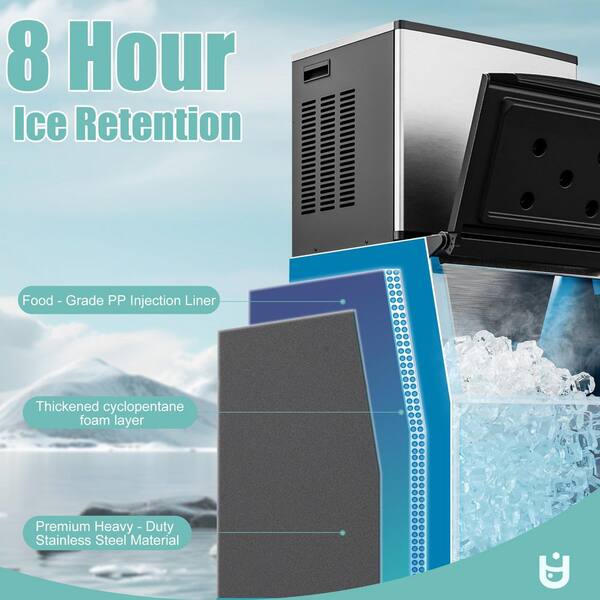 EUHOMY 23 in. 400 lbs. 24H Full Size Cube Ice Commercial