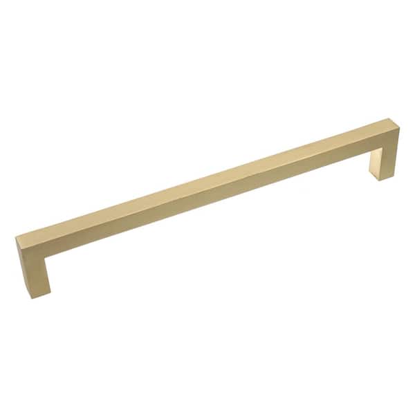 GlideRite 7-9/16 in. Satin Gold Solid Square Slim Cabinet Drawer Bar Center-to-Center Pulls (10-Pack)