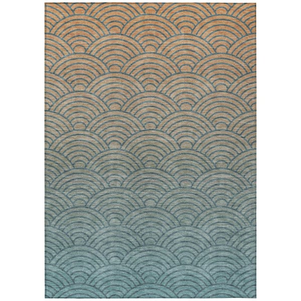 Chantille Machine Washable Indoor/Outdoor Abstract ACN2414 Teal 3 ft. x 5 ft. Area Rug