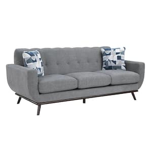 Salina 87 in. W Straight Arm Chenille Rectangle Sofa in. Gray