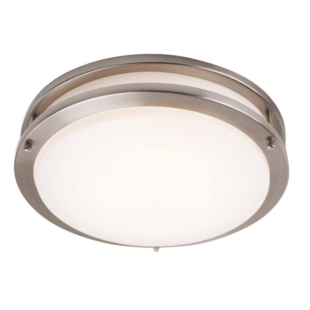 1-Light Integrated LED Flush Mount Ceiling Light in Brushed Nickel