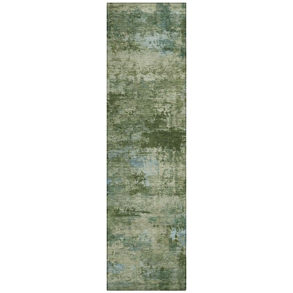 Chantille Machine Washable Indoor/Outdoor Abstract ACN2370 Green 2 ft. x 7 ft. Runner Rug