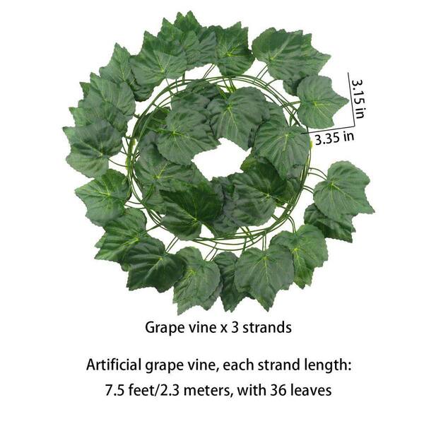 3.7 in. Artificial Green Hanging Vine Plant with Grapes 6-Pack