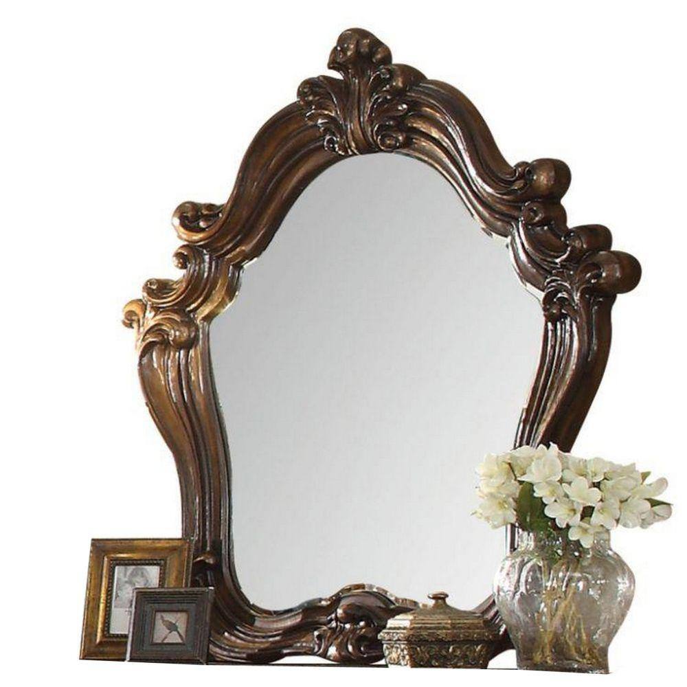 Benjara 4.13 In. W X 46.85 In. H Wooden Frame Brown Wall Mirror ...