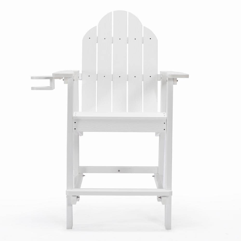 Linda White Tall Weather Resistant Outdoor Adirondack Chair Barstool With Cup Holder For Deck Balcony Pool price history on PriceWatchPro