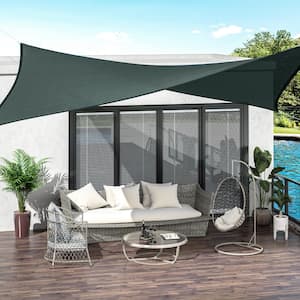 16 ft. x 20 ft. Green Rectangle Sun Shade Sail Canopy, UV Block Awning for Patio Garden Backyard