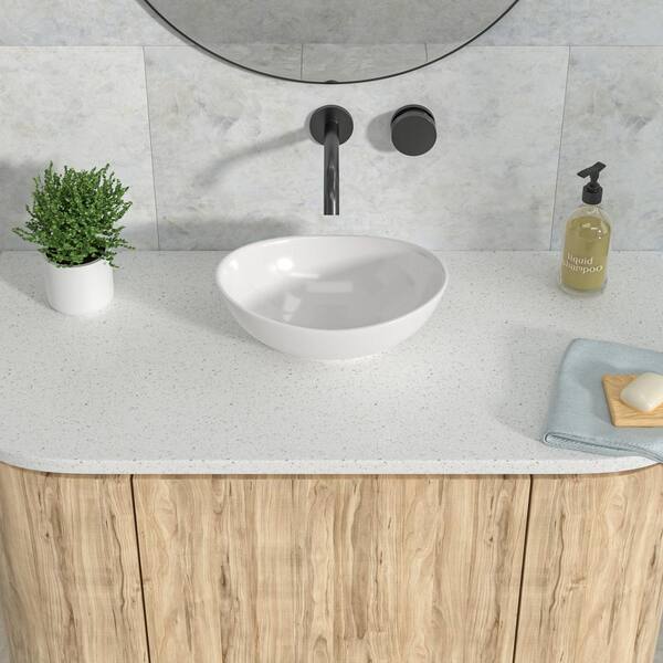 16 in. x 13 in. Vessel Sink Egg Shape Bathroom Ceramic Porcelain Vanity Art Basin Modern in White 16 in. x 13 in. Vessel Sink Egg Shape Bathroom Ceramic Porcelain Vanity Art Basin Modern in White