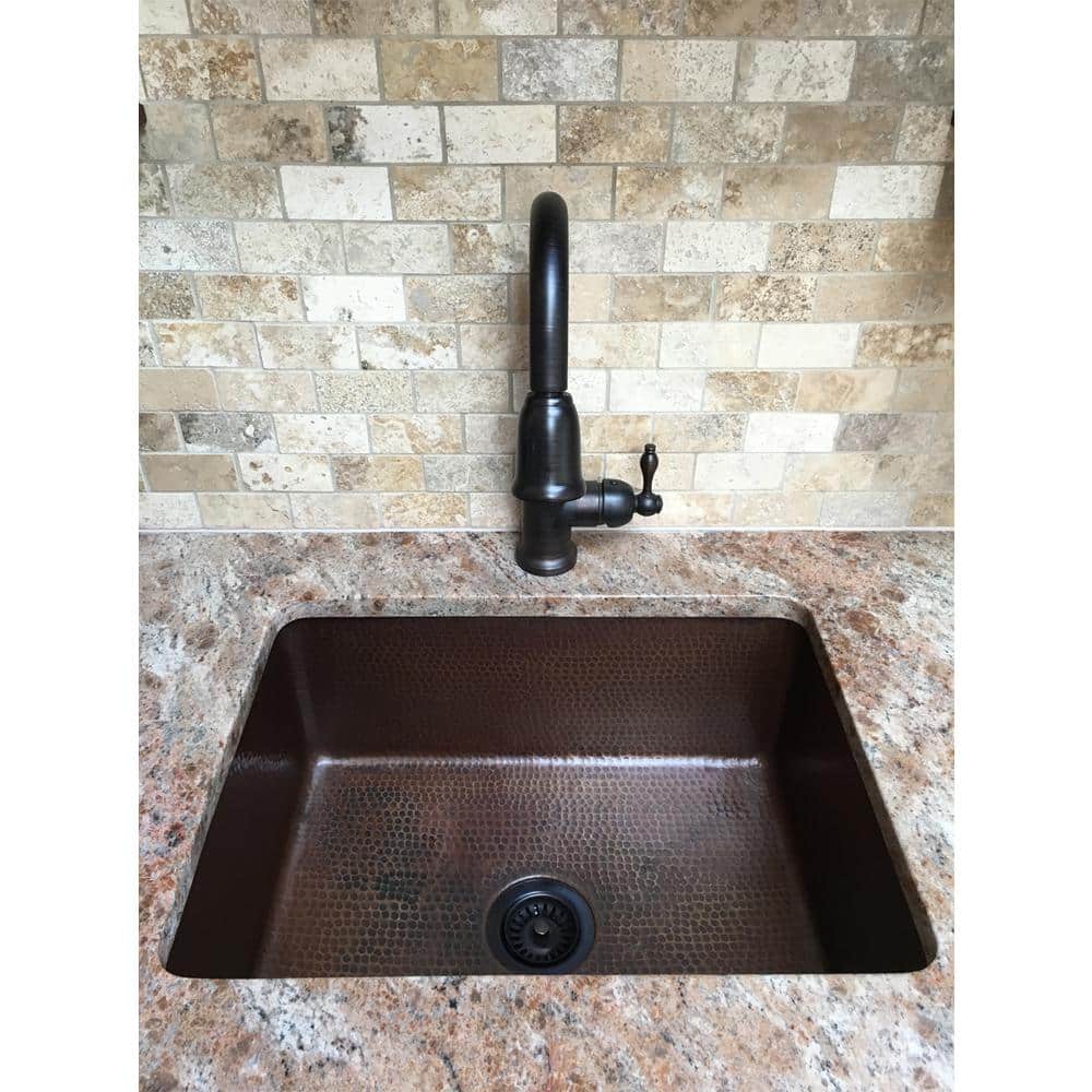 25" Hammered Copper Drop-In Single Basin Kitchen Sink